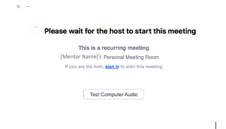 screenshot of Zoom waiting room prompt