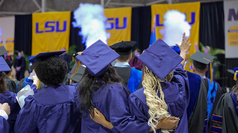 Students celebrating the end of commencement