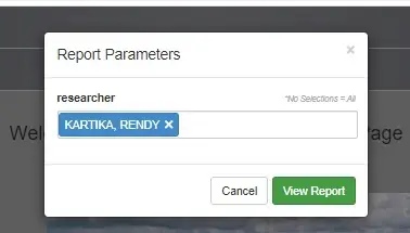 Report Parameters tab shown with a search box to input a PI name.
