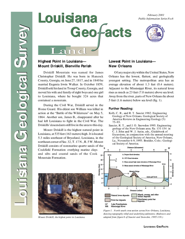 Louisiana Geofacts, 2001, 8 pp.