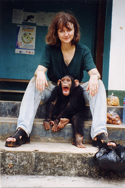Dr. Speede with chimpanzee